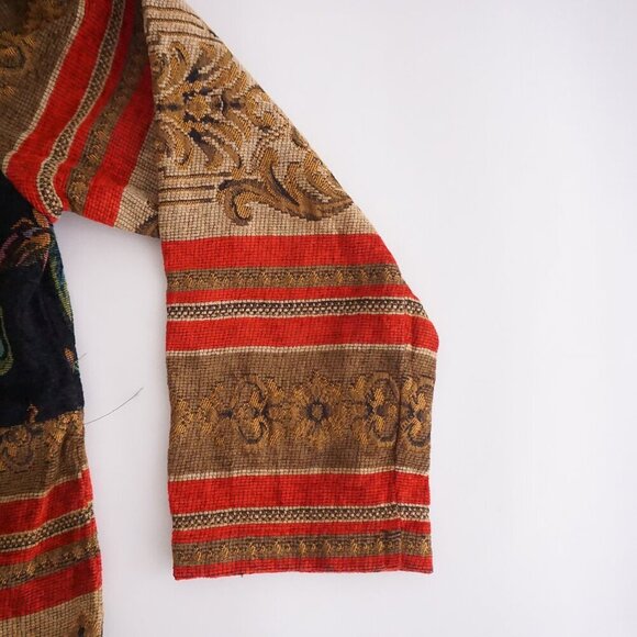 Vintage Sag Harbor Tan Tapestry Button Up Jacket Red Navy Floral Boho 14 - Picture 3 of 10